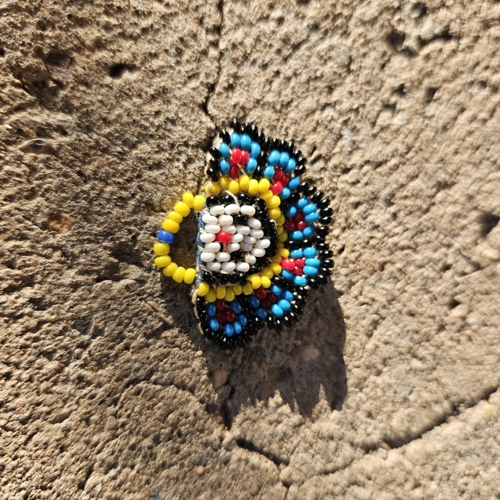 Handmade Colorful Seed Beaded Brooch Southwestern Native American Jewelry